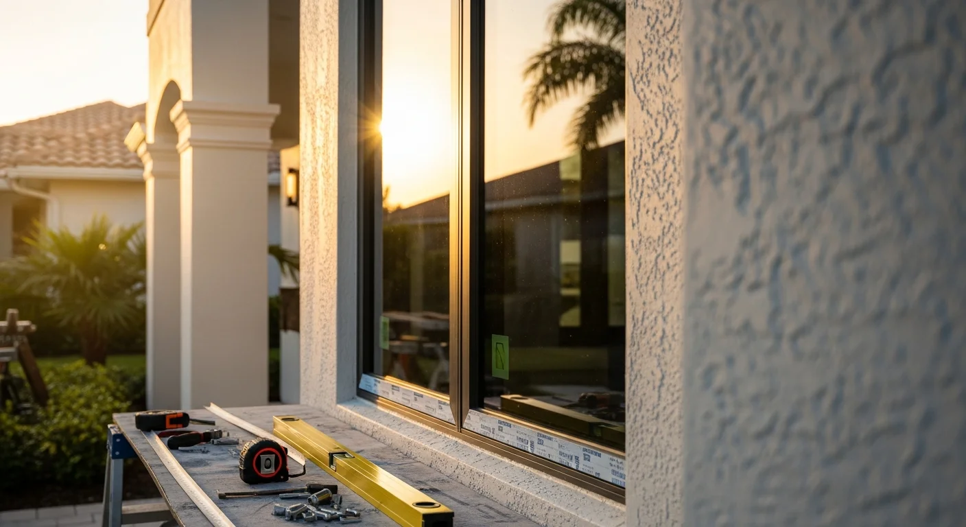 Professional window and door installation in progress