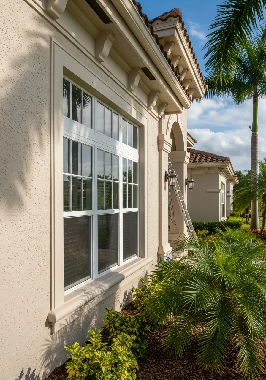 Detailed work being completed on a Parkland home exterior.