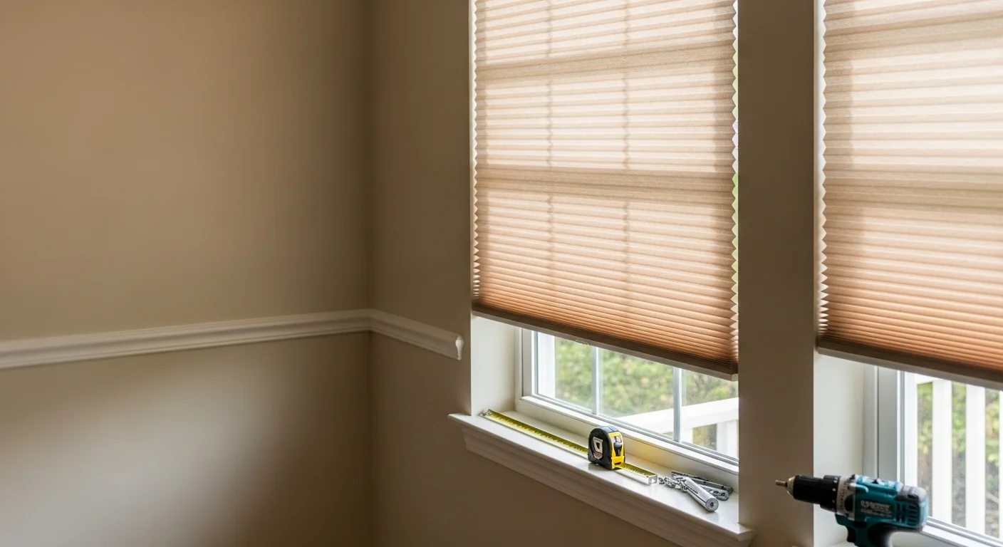 Professionally installed cellular shades on a sun-facing window inside a Boca Raton home, showing a clean honeycomb fabric in a lowered position with even light diffusion across the room. The shades sit flush with the window frame with no visible gaps at the edges.