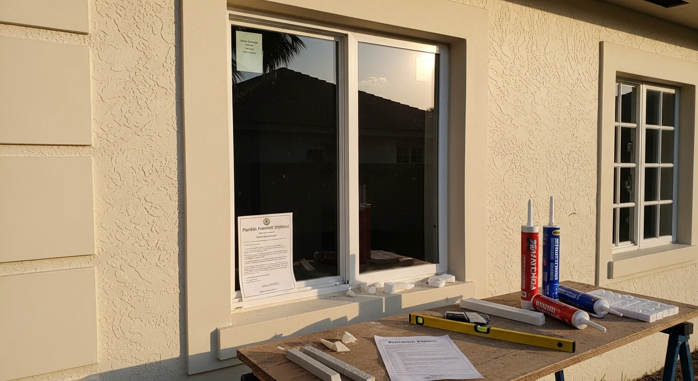 A Boca Raton single-family home with newly installed impact windows, showing clean aluminum frames on multiple exterior openings. The installation reflects Florida Building Code-compliant glazing on a residential property in Palm Beach County.